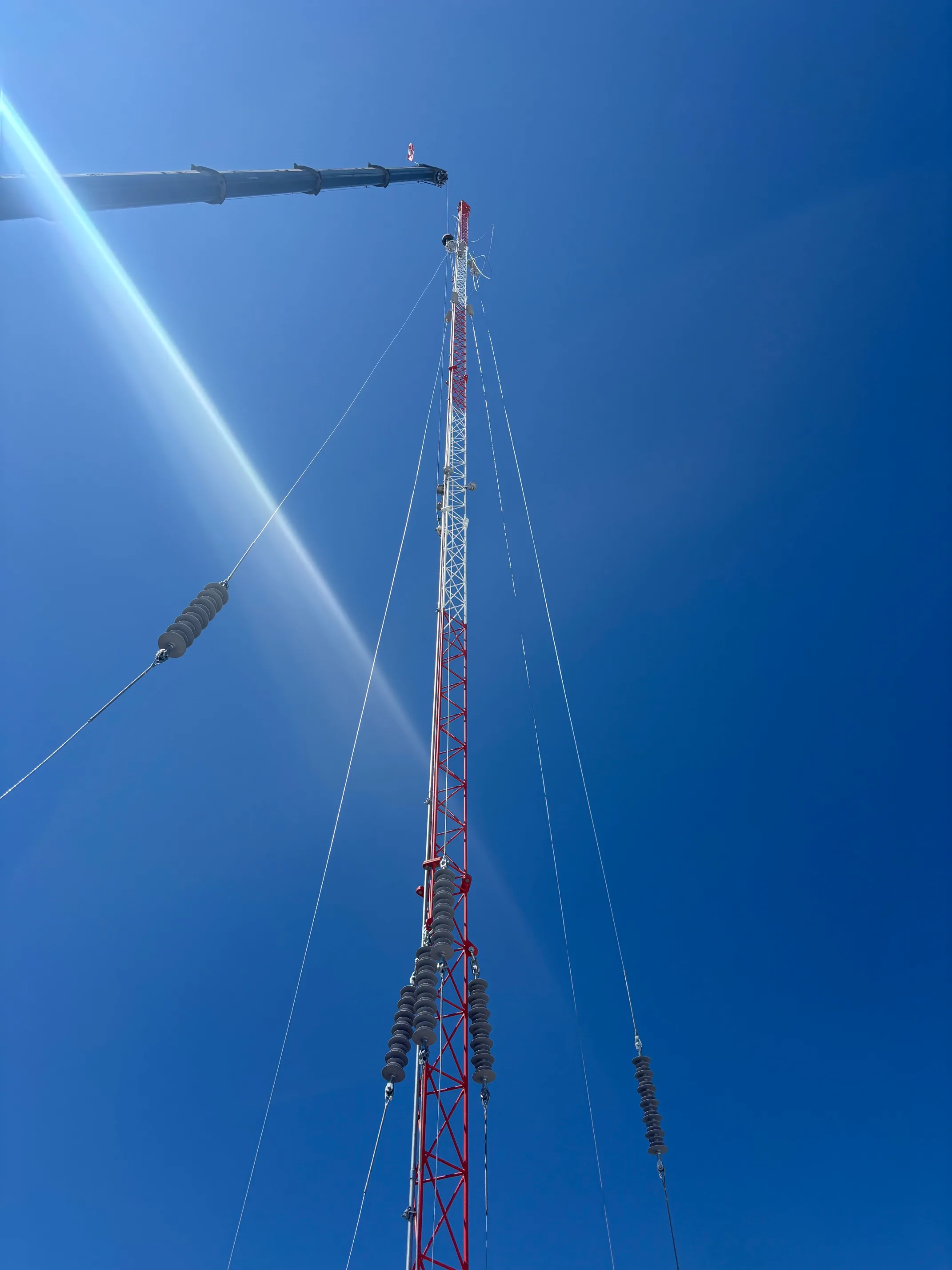 Tower base and insulator detail after placement